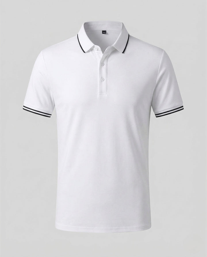 Herr Polo skjorta Piqué Slim Fit Paspel Krage-Eva Jonsson