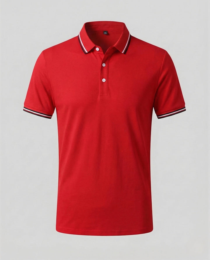 Herr Polo skjorta Piqué Slim Fit Paspel Krage-Eva Jonsson