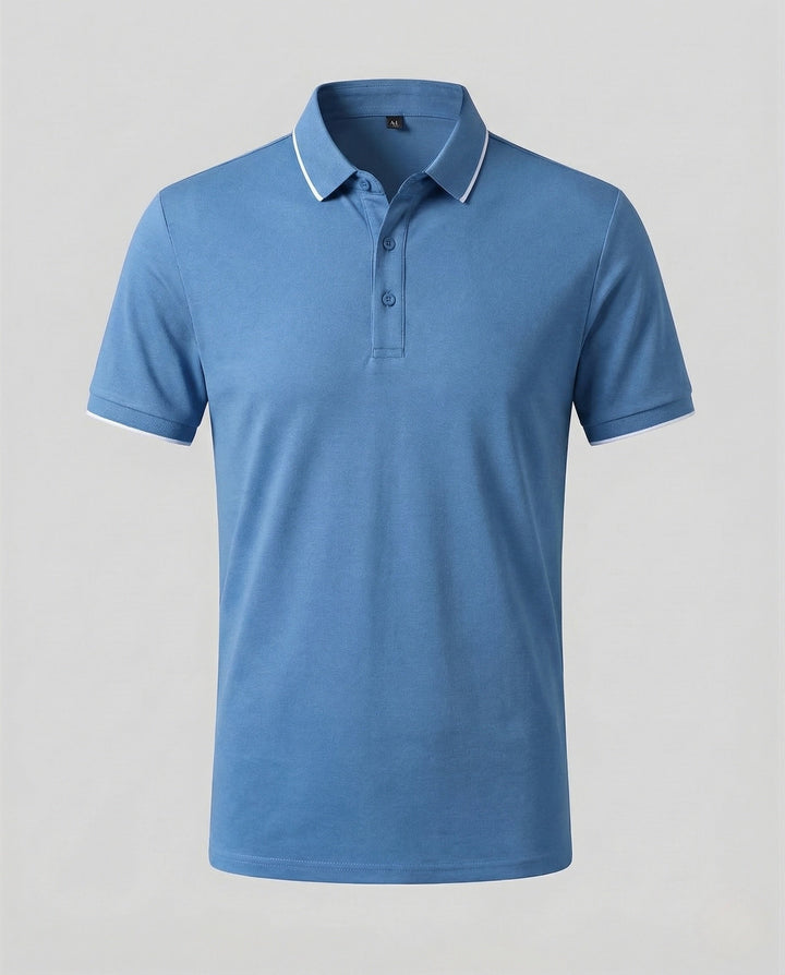 Herr Polo skjorta Piqué Slim Fit Paspel Krage-Eva Jonsson