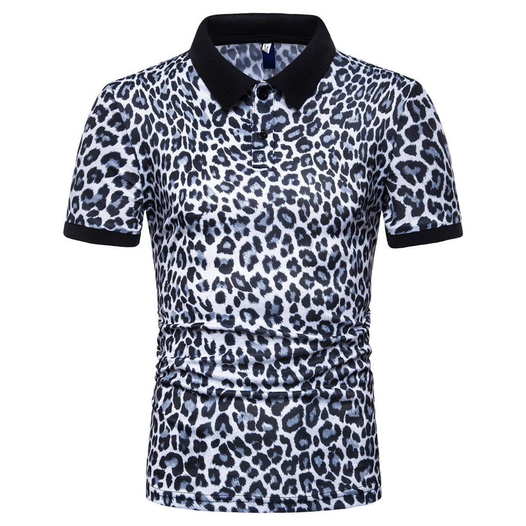 Herr Polo-skjorta med spännande leopardmönster och modern skärning Eva Jonsson-Eva Jonsson