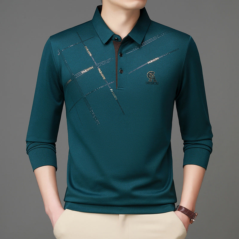 Herr Polo skjorta med stilig grafisk tryck och högkvalitativt funktionsmaterial Eva Jonsson-Eva Jonsson