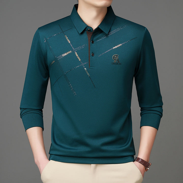 Herr Polo skjorta med stilig grafisk tryck och högkvalitativt funktionsmaterial Eva Jonsson-Eva Jonsson