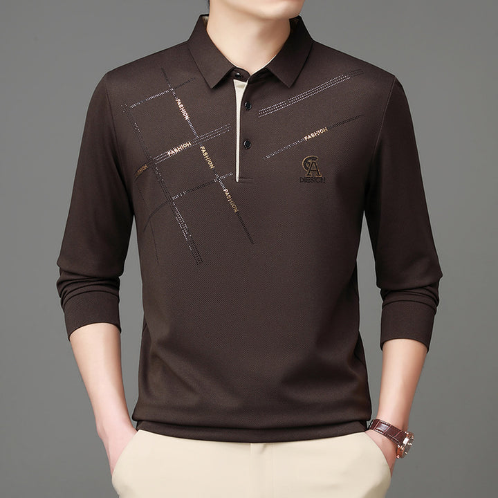 Herr Polo skjorta med stilig grafisk tryck och högkvalitativt funktionsmaterial Eva Jonsson-Eva Jonsson