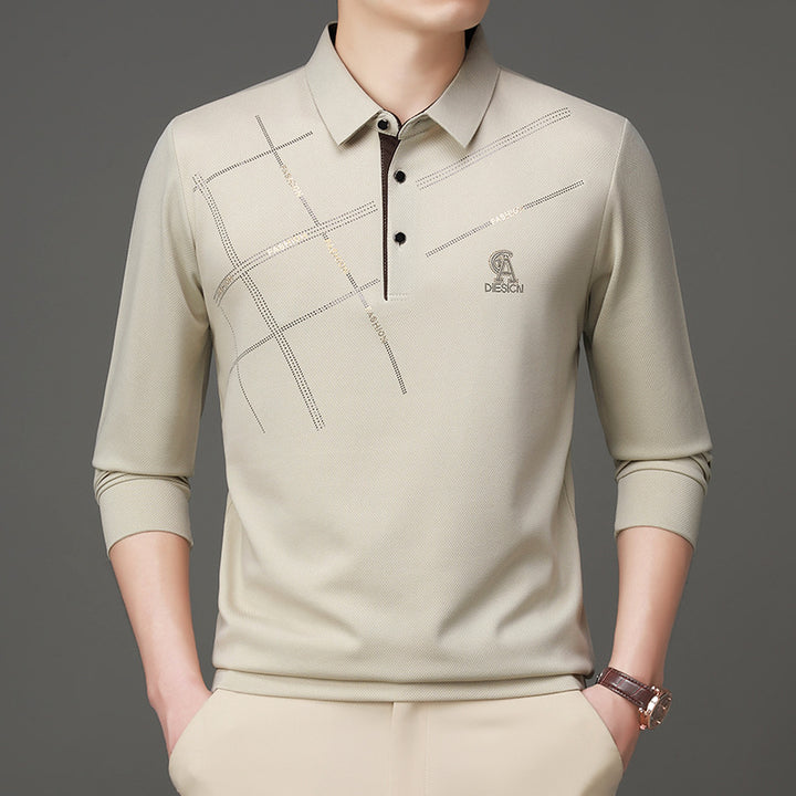 Herr Polo skjorta med stilig grafisk tryck och högkvalitativt funktionsmaterial Eva Jonsson-Eva Jonsson