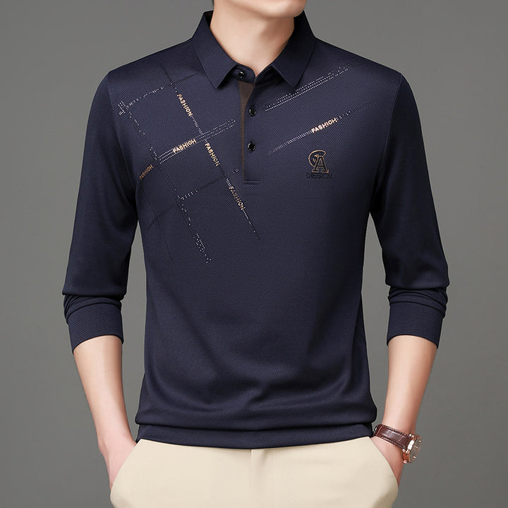 Herr Polo skjorta med stilig grafisk tryck och högkvalitativt funktionsmaterial Eva Jonsson-Eva Jonsson