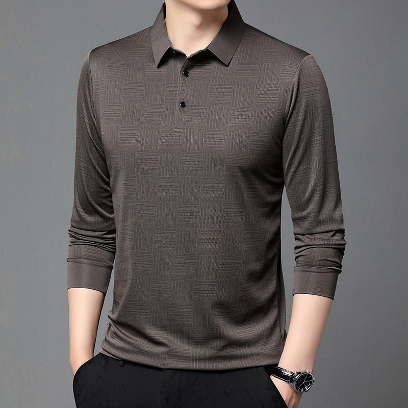 Herr Poloshirt med modern geometrisk mönster och andningsbar struktur Mirla-Eva Jonsson