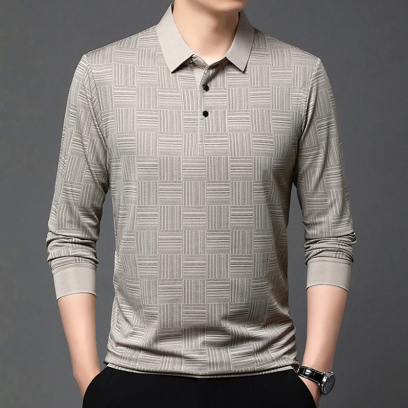 Herr Poloshirt med modern geometrisk mönster och andningsbar struktur Mirla-Eva Jonsson