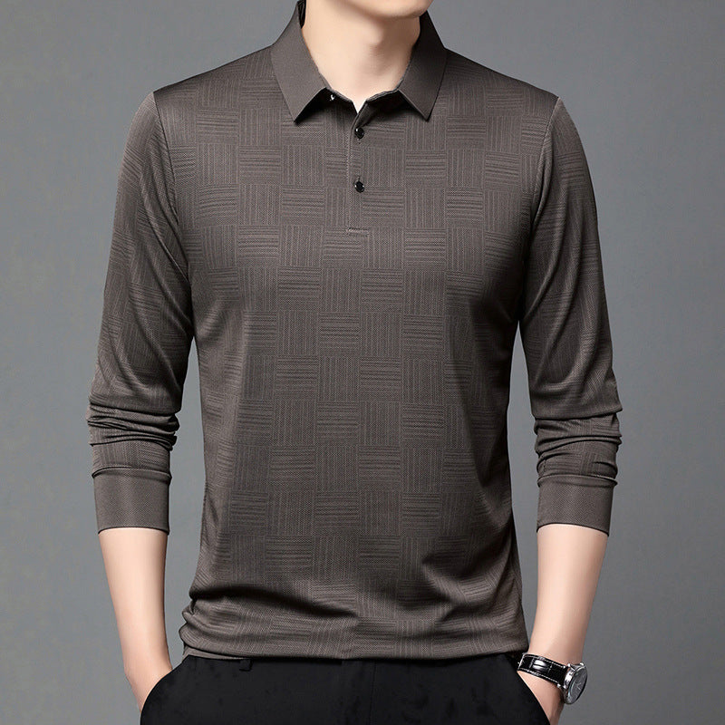 Herr Poloshirt med modern geometrisk mönster och andningsbar struktur Mirla-Eva Jonsson
