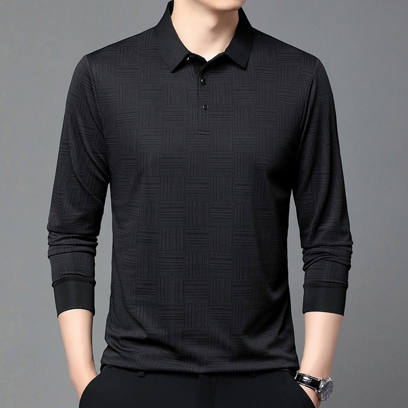 Herr Poloshirt med modern geometrisk mönster och andningsbar struktur Mirla-Eva Jonsson