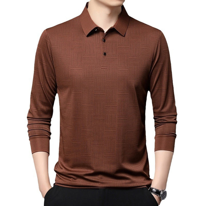 Herr Poloshirt med modern geometrisk mönster och andningsbar struktur Mirla-Eva Jonsson