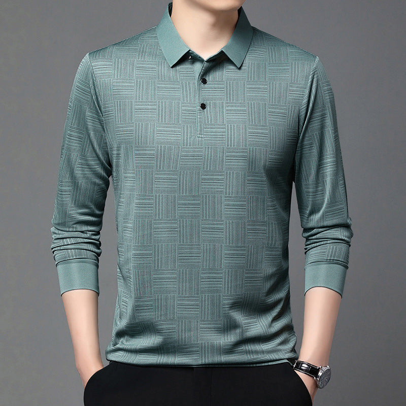 Herr Poloshirt med modern geometrisk mönster och andningsbar struktur Mirla-Eva Jonsson