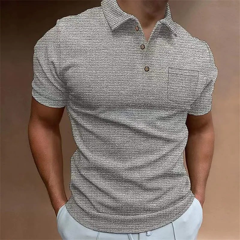 Herr Poloshirt med strukturerad design och modern krage Mirla-Eva Jonsson