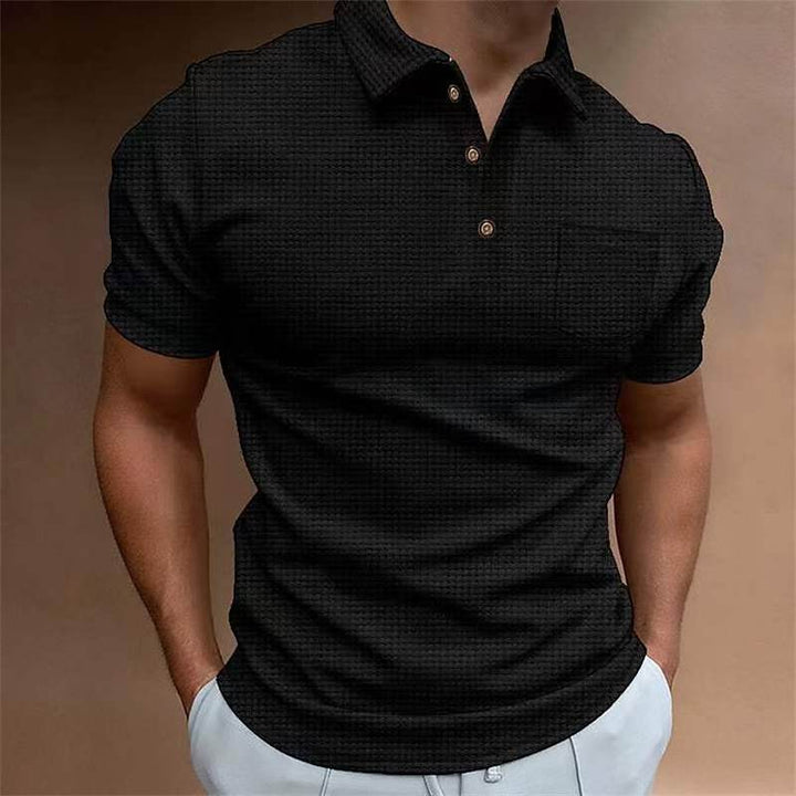 Herr Poloshirt med strukturerad design och modern krage Mirla-Eva Jonsson