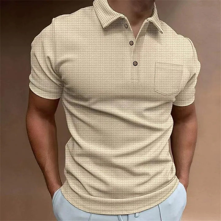 Herr Poloshirt med strukturerad design och modern krage Mirla-Eva Jonsson