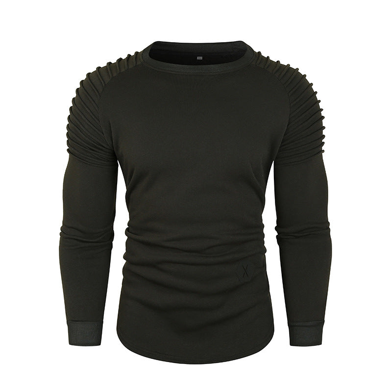 Herr Rundhals T-shirt med strukturerade ärmar och figursydd passform Mirla-Eva Jonsson