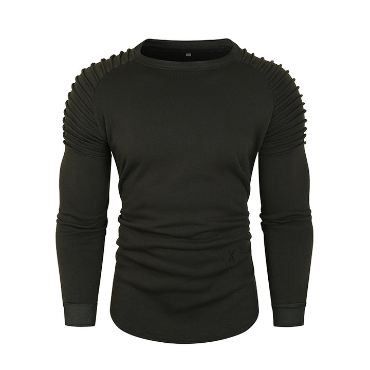 Herr Rundhals T-shirt med strukturerade ärmar och figursydd passform Mirla-Eva Jonsson