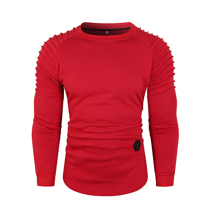 Herr Rundhals T-shirt med strukturerade ärmar och figursydd passform Mirla-Eva Jonsson