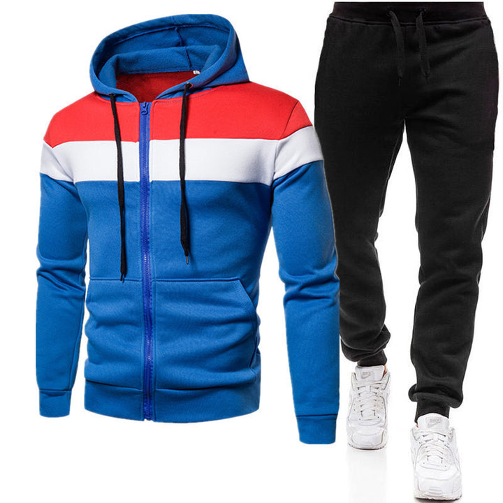 Herr Sportig Hoodie- och Joggingdräkt med Kontrastlinjer Mirla-Eva Jonsson