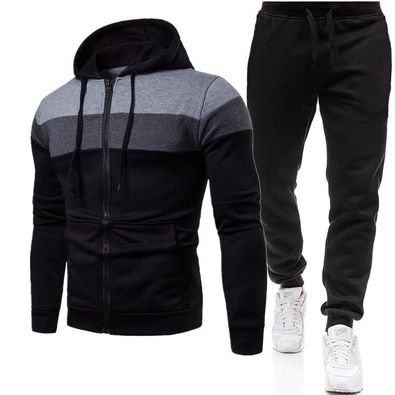 Herr Sportig Hoodie- och Joggingdräkt med Kontrastlinjer Mirla-Eva Jonsson