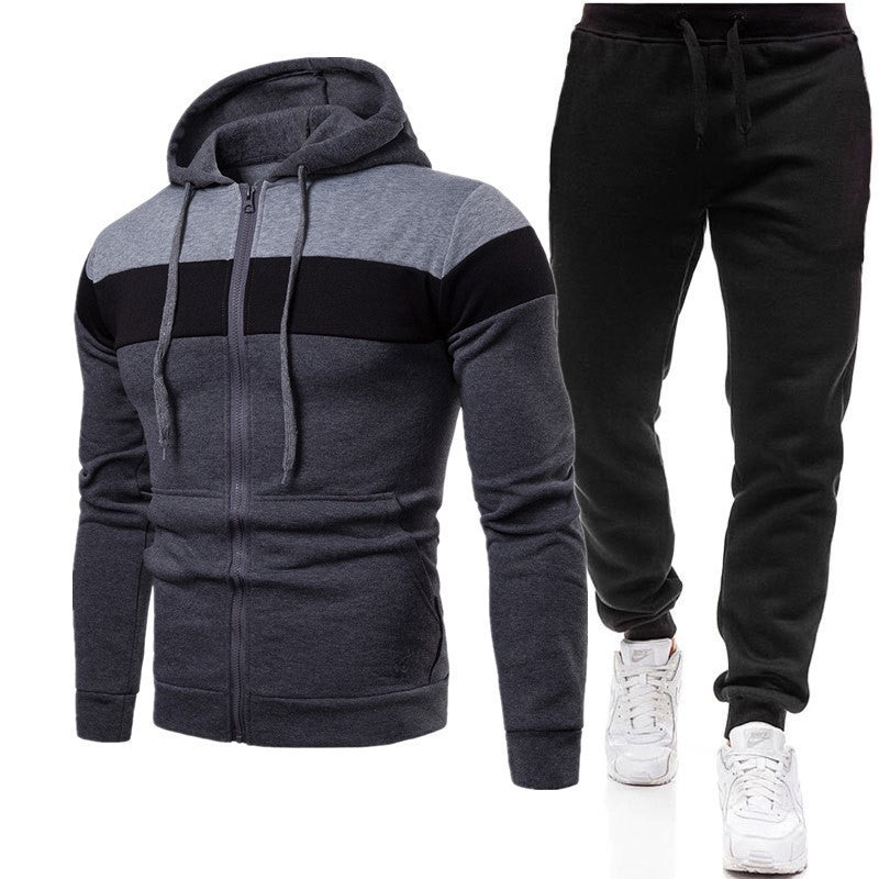 Herr Sportig Hoodie- och Joggingdräkt med Kontrastlinjer Mirla-Eva Jonsson