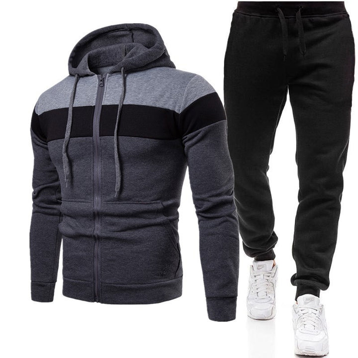 Herr Sportig Hoodie- och Joggingdräkt med Kontrastlinjer Mirla-Eva Jonsson