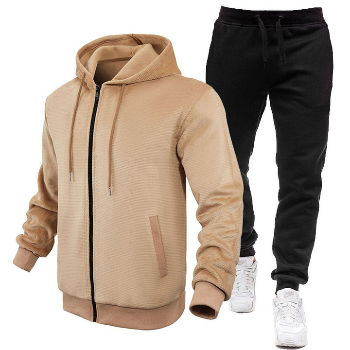 Herr Sportig Hoodie- och joggingdräkt med fleece-foder och praktiska fickor Mirla-Eva Jonsson