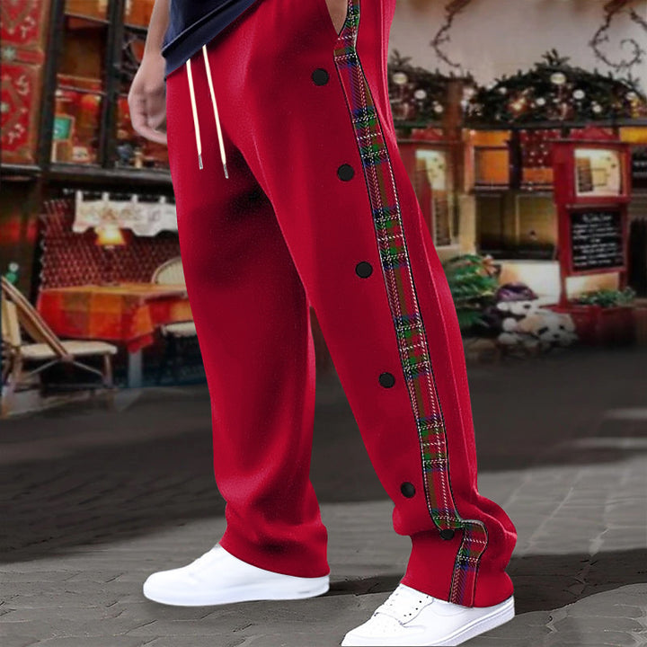 Herr Sportig Joggingbyxor med knappslå och tartanaccent Mirla-Eva Jonsson