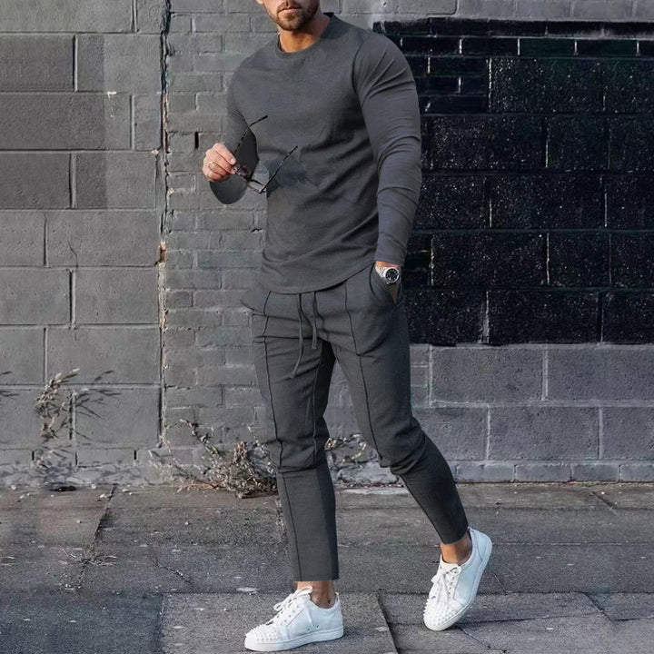 Herr Sportig Långärmad T-shirt och Joggingbyxor Set Mirla-Eva Jonsson