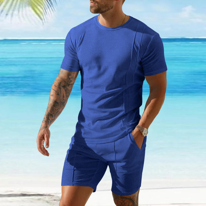 Herr Sportigt Kortärmat Överdel och Shorts-Set Mirla-Eva Jonsson