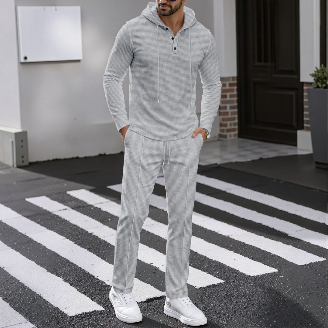 Herr Sportigt Tvådelat Set med Andningsbart Hoodie och Slim Joggingbyxor Eva Jonsson-Eva Jonsson