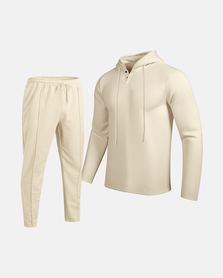 Herr Sportigt Tvådelat Set med Andningsbart Hoodie och Slim Joggingbyxor Eva Jonsson-Eva Jonsson