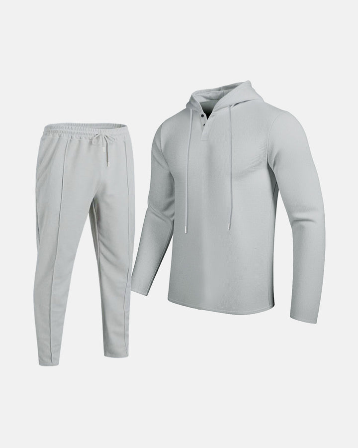 Herr Sportigt Tvådelat Set med Andningsbart Hoodie och Slim Joggingbyxor Eva Jonsson-Eva Jonsson