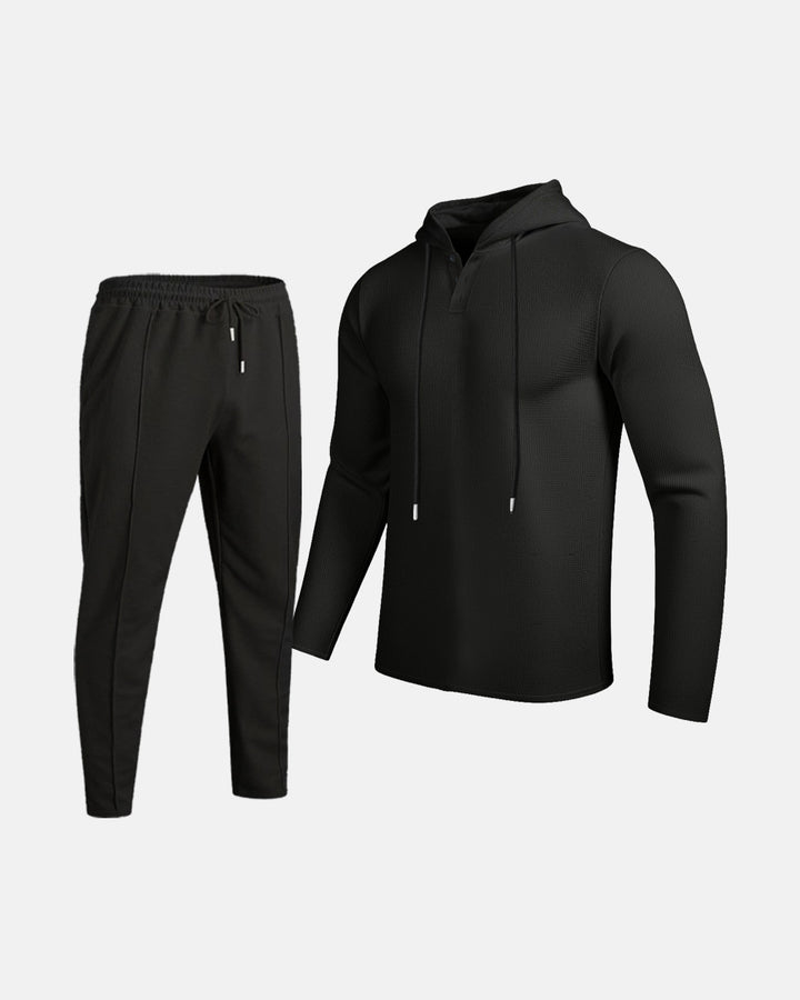Herr Sportigt Tvådelat Set med Andningsbart Hoodie och Slim Joggingbyxor Eva Jonsson-Eva Jonsson