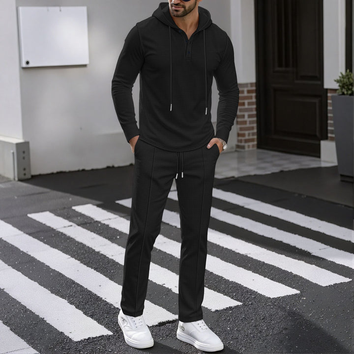 Herr Sportigt Tvådelat Set med Andningsbart Hoodie och Slim Joggingbyxor Eva Jonsson-Eva Jonsson