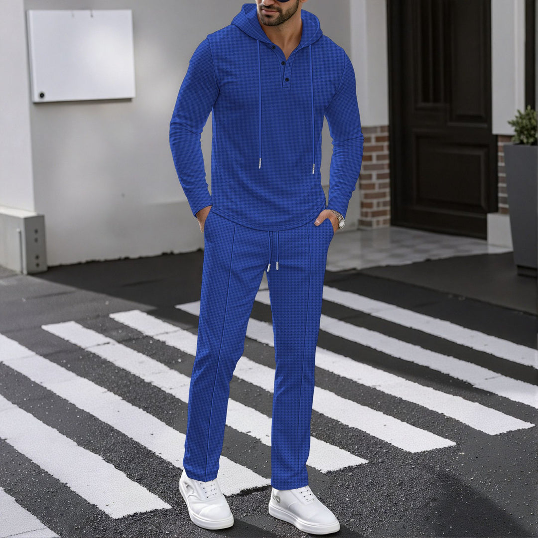 Herr Sportigt Tvådelat Set med Andningsbart Hoodie och Slim Joggingbyxor Eva Jonsson-Eva Jonsson