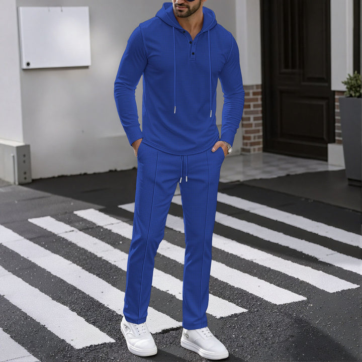 Herr Sportigt Tvådelat Set med Andningsbart Hoodie och Slim Joggingbyxor Eva Jonsson-Eva Jonsson
