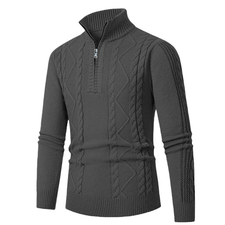 Herr Stickad tröja med hög krage och dragkedja Mirla-Eva Jonsson