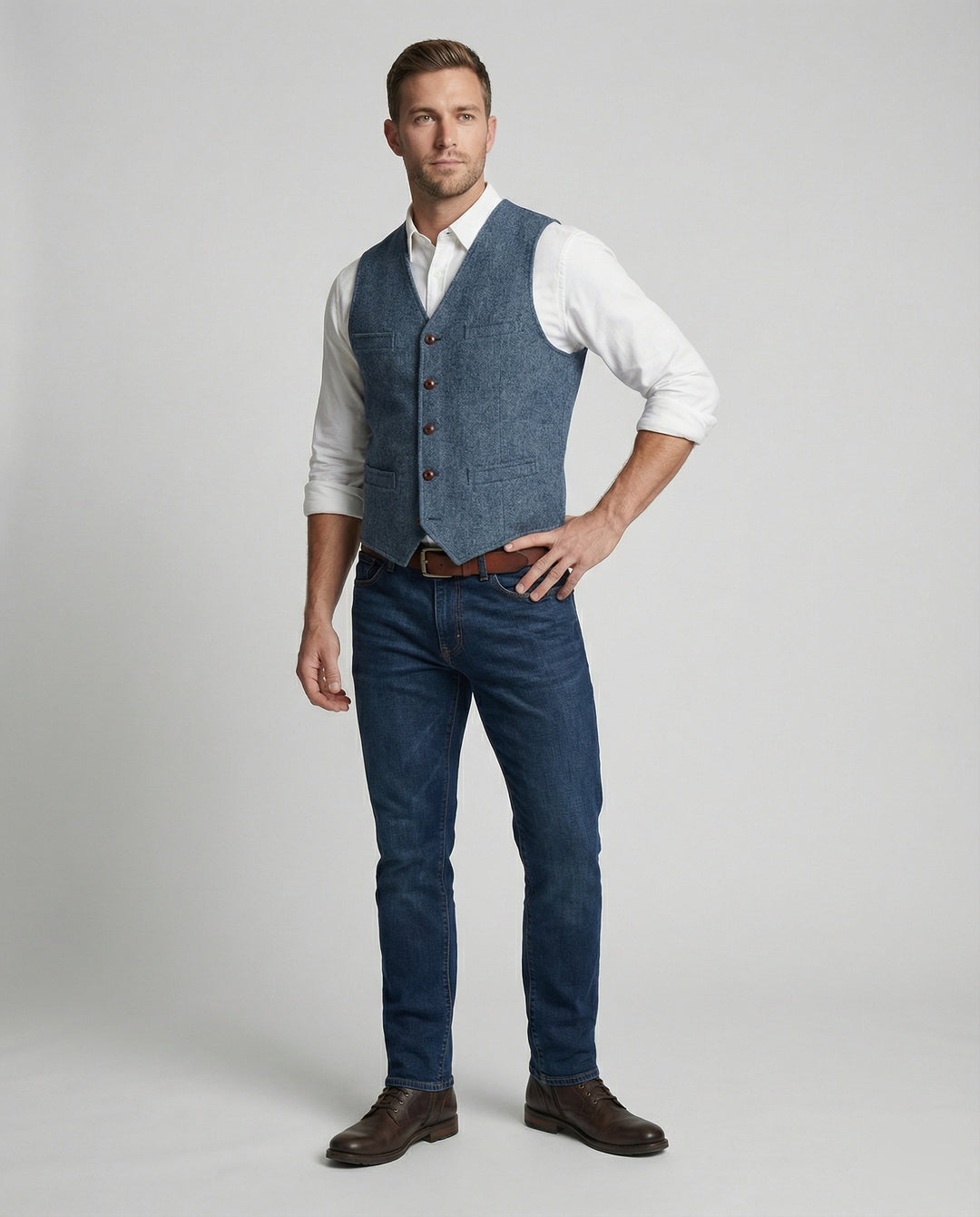 Herr Tweedväst med Enkelknäppning & Casual Stil | Eva Jonsson-Eva Jonsson