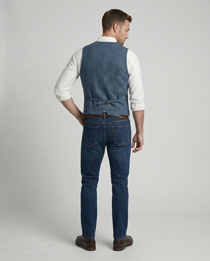 Herr Tweedväst med Enkelknäppning & Casual Stil | Eva Jonsson-Eva Jonsson