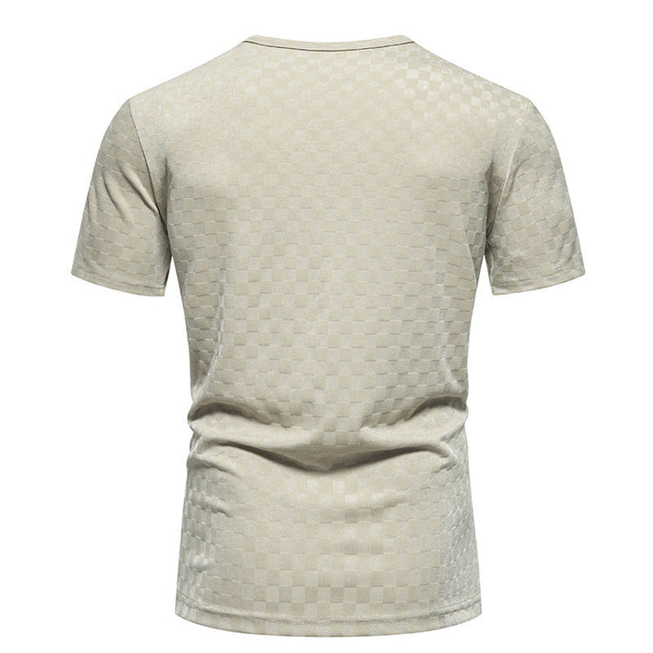 Herr V-hals T-shirt med strukturerat mönster Mirla-Eva Jonsson