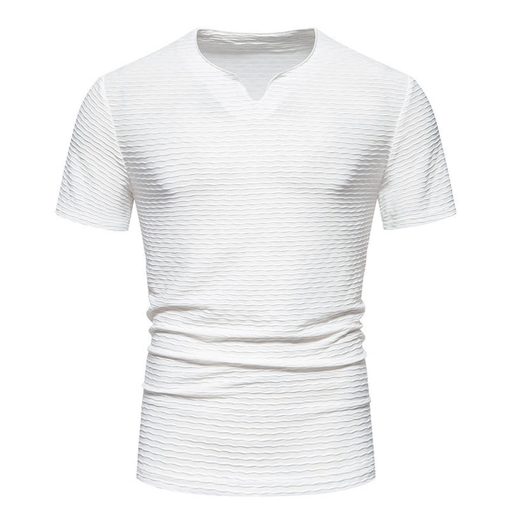 Herr V-halsskärning T-shirt med strukturerad design Mirla-Eva Jonsson