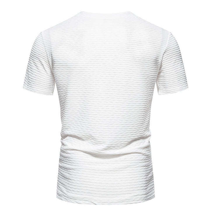 Herr V-halsskärning T-shirt med strukturerad design Mirla-Eva Jonsson