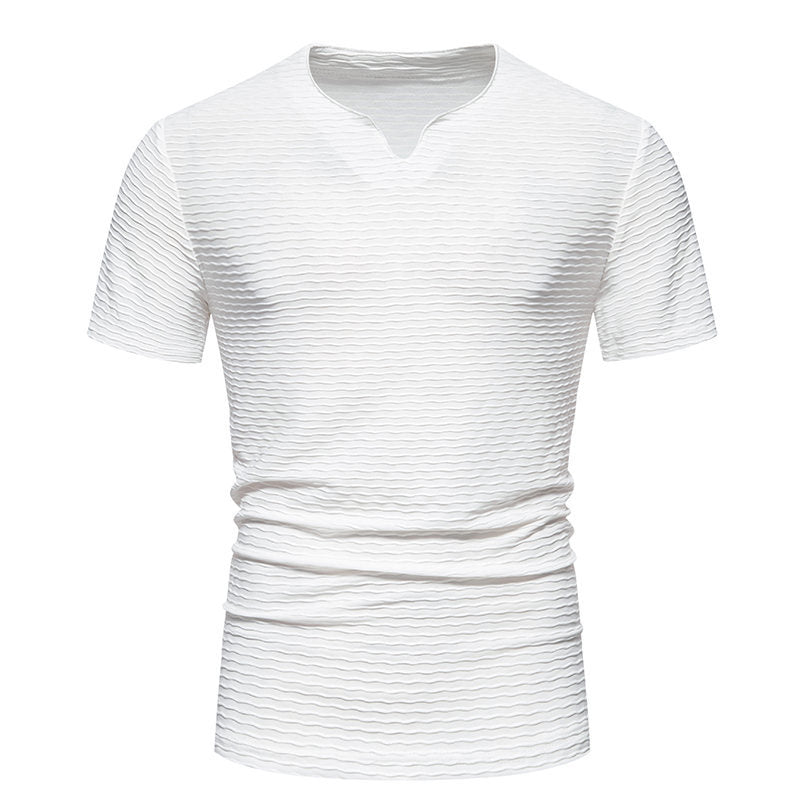Herr V-halsskärning T-shirt med strukturerad design Mirla-Eva Jonsson