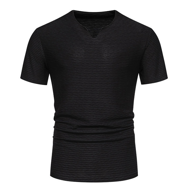 Herr V-halsskärning T-shirt med strukturerad design Mirla-Eva Jonsson