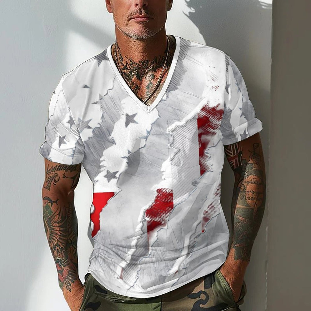 Herr V-urring T-shirt med iögonfallande grafisk design Eva Jonsson-Eva Jonsson