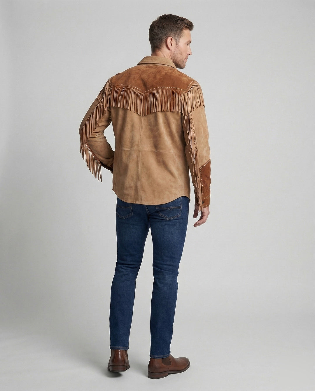 Herr Westernskjorta med fransar och broderi-Eva Jonsson