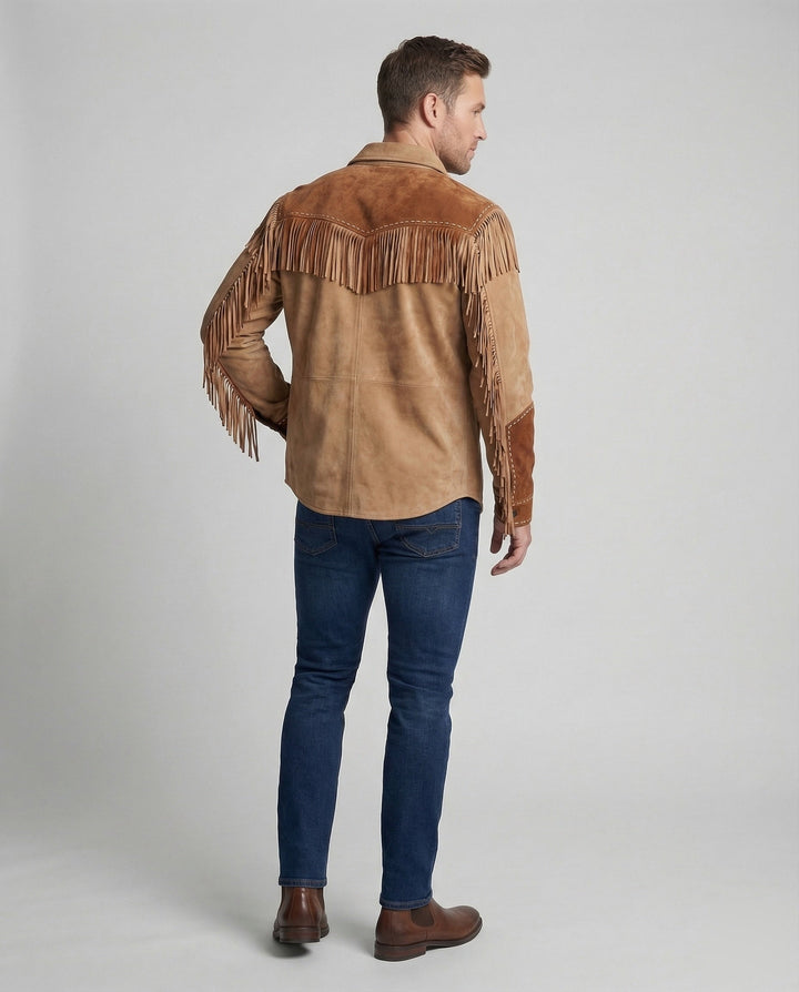 Herr Westernskjorta med fransar och broderi-Eva Jonsson