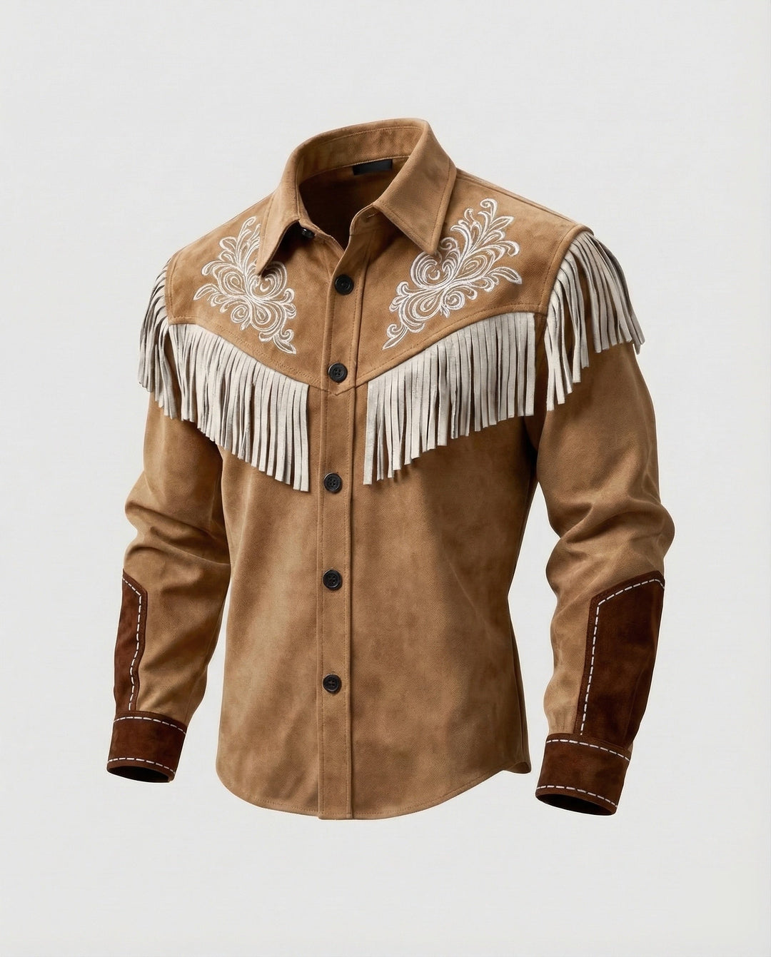 Herr Westernskjorta med fransar och broderi-Eva Jonsson