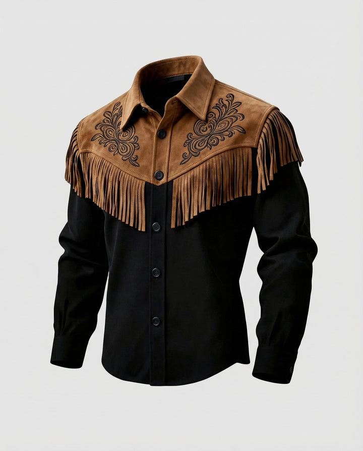 Herr Westernskjorta med fransar och broderi-Eva Jonsson