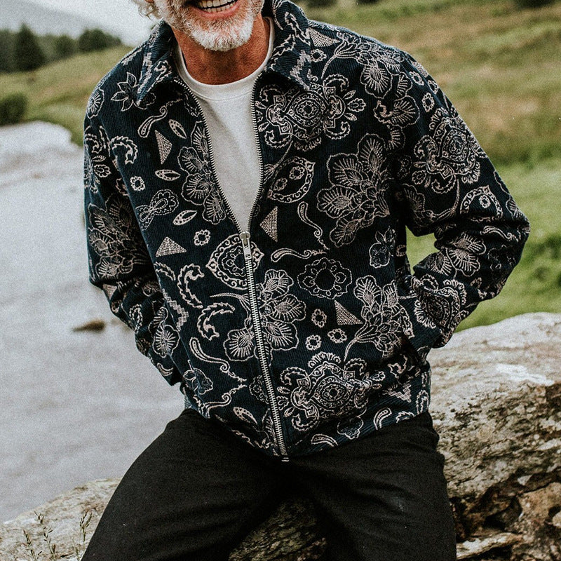 Herr Zip-jacka med blommönster och praktiska fickor Mirla-Eva Jonsson